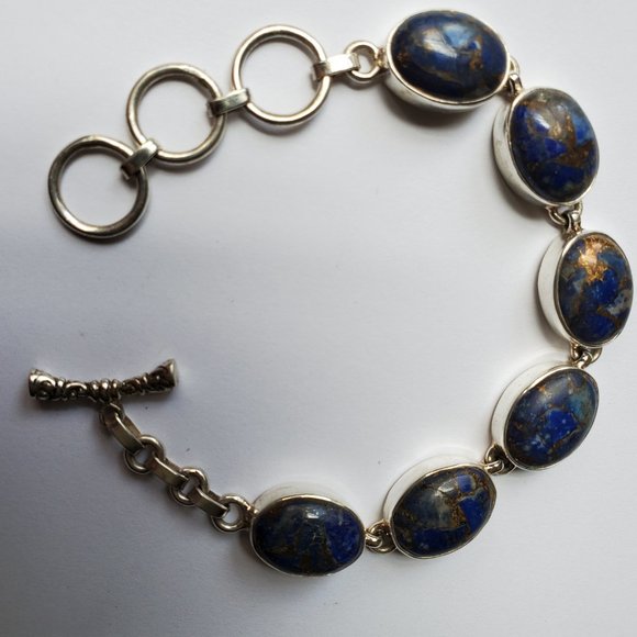 LAPIS  LAZULI  STERLING  SILVER  BRACELET - Picture 9 of 10